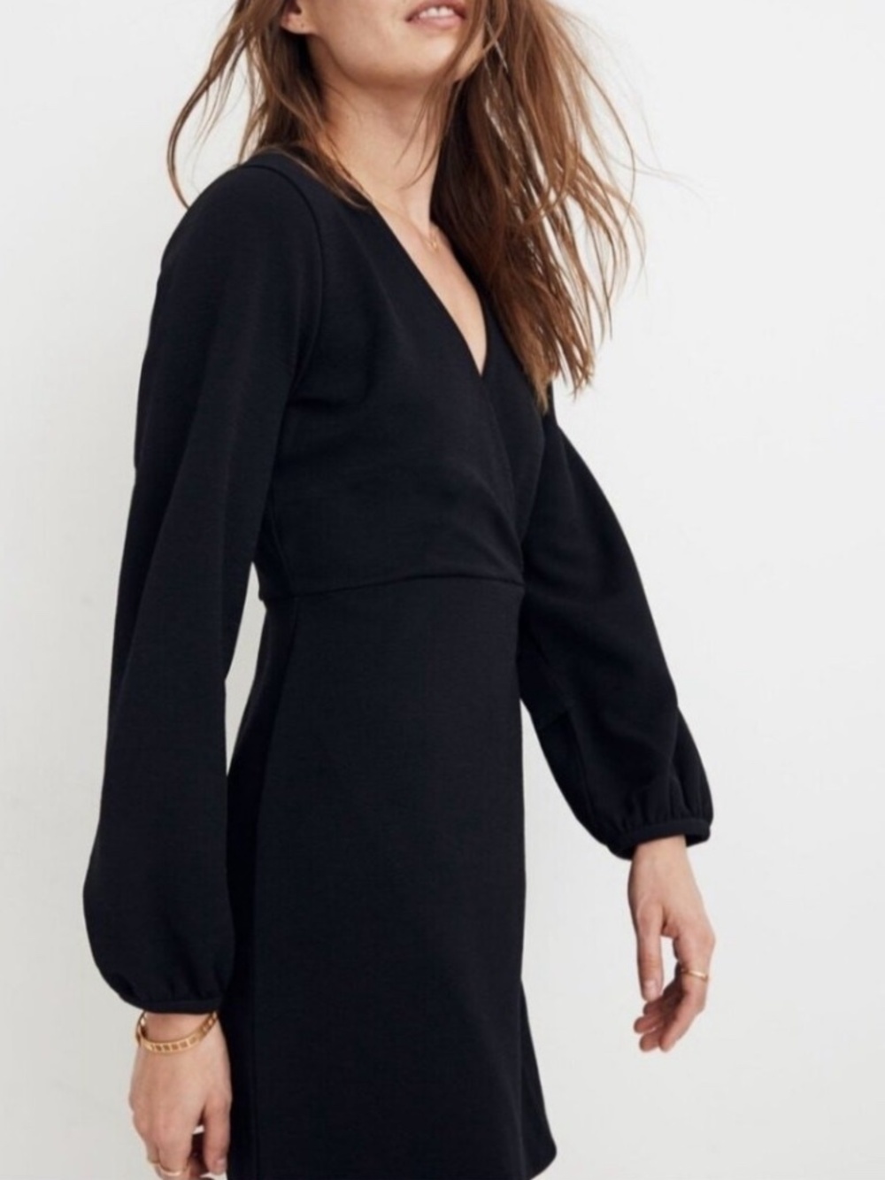 ✨NWT✨ MADEWELL Faux Wrap Long Sleeve Dress in True Black Sz S